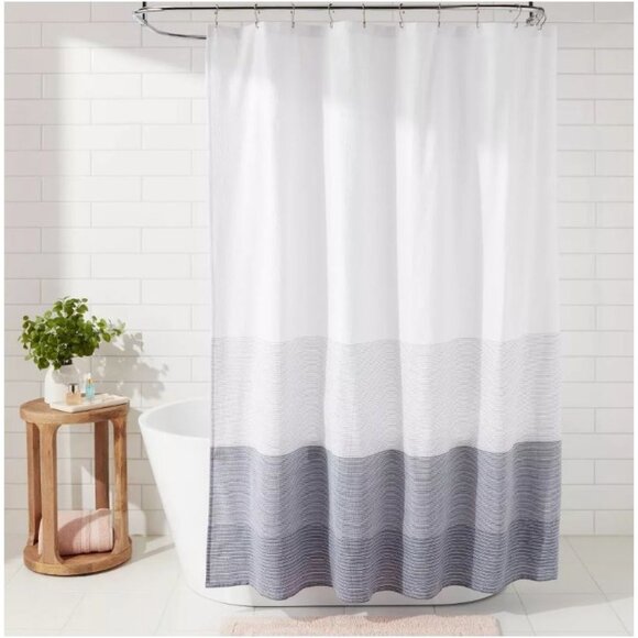 Threshold Nautical Shower Curtain Ombre Blue - Picture 3 of 8